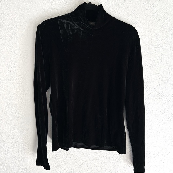 Vintage 90s Banana Republic Black Velvet Turtleneck Large Whimsigoth Witchy - Picture 1 of 3